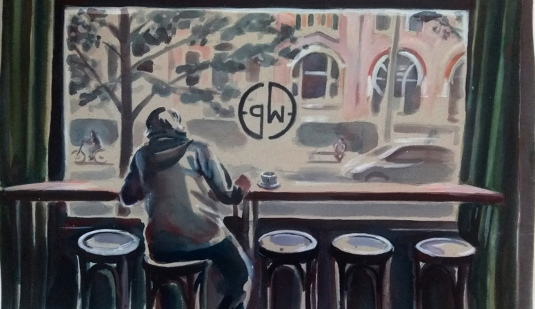 Madeleine Tirtiaux presenteert haar schilderijen van cafés in Westerkadekunst