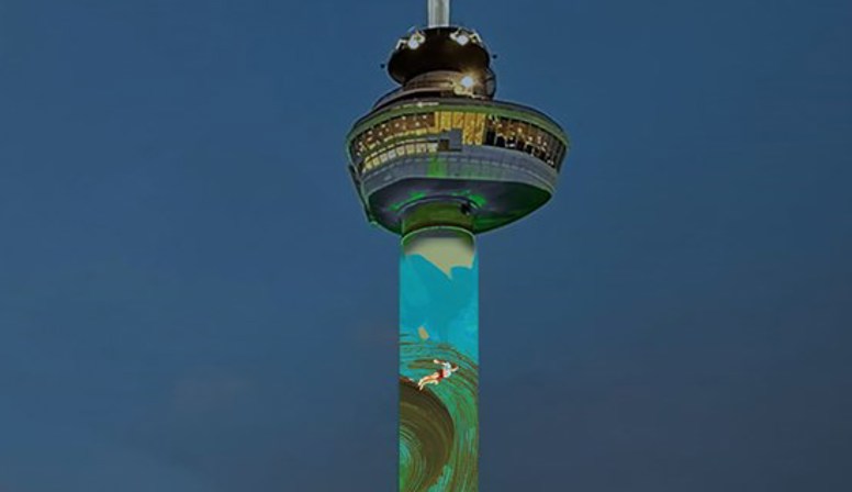 Enorme animatie te zien op Euromast bij Rotterdam Art Week