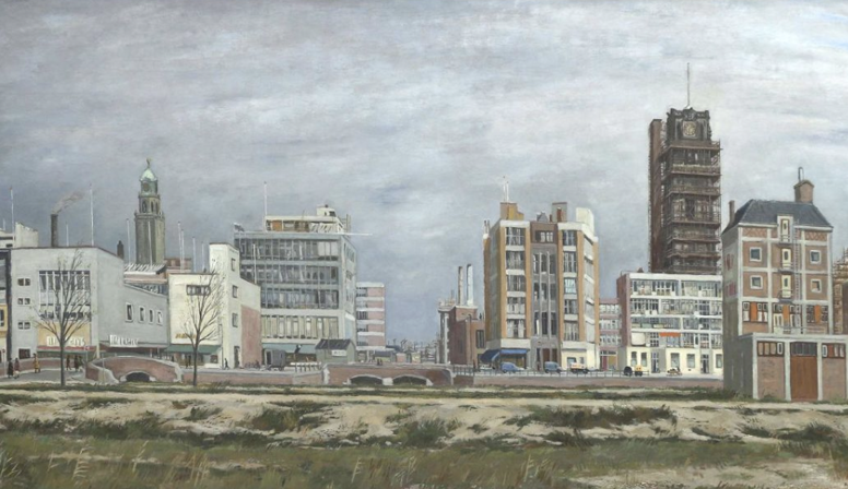 Nieuwe aanwinst voor Museum Rotterdam: groot schilderij met skyline Rotterdam